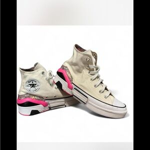 Converse Women's High-Top Sneakers - Cream and Pink Accents